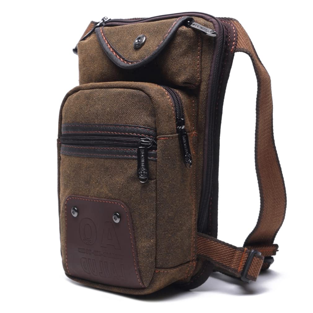 Hebetag Canvas Waist Pack Drop Leg Bag Canvas Leg Bag for Men Tactical Military Motorcycle Bike Multipurpose Waist Fanny Pack Travel Hiking Climbing Cycling Hunting Outdoor, #21Brown, M, tactic — image 1