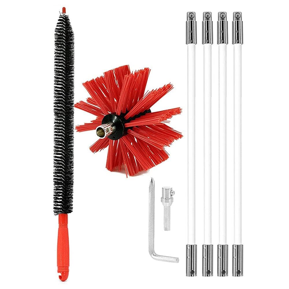 Brosse de nettoyage pour conduit de sécheuse Sarini de 6 mètres avec tiges flexibles en nylon