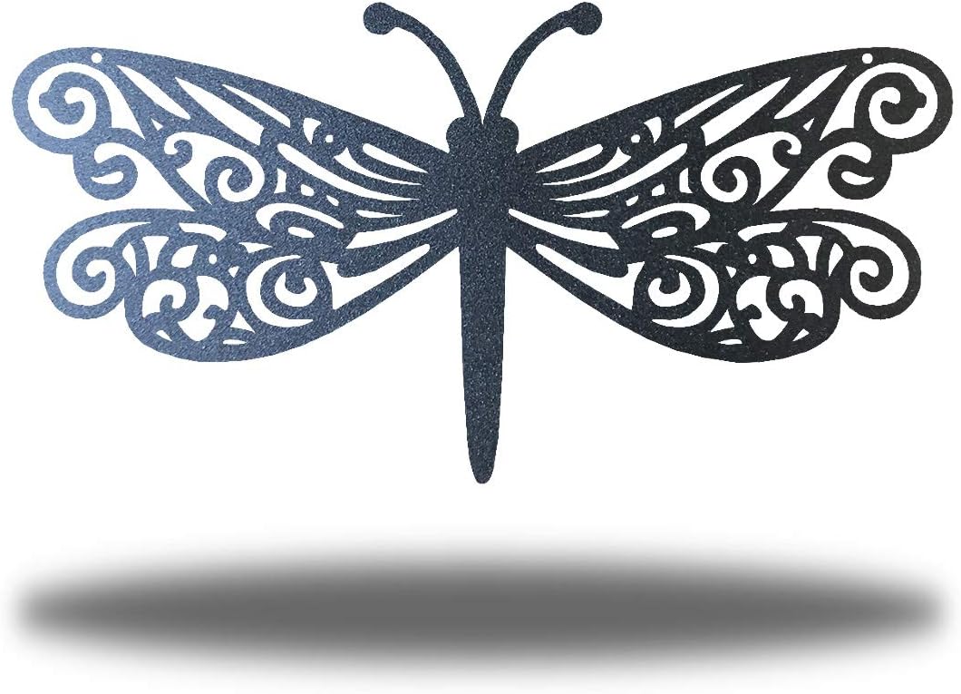 Riverside Designs Dragonfly Metal Wall Decor Yard Art Active (Black, 12")