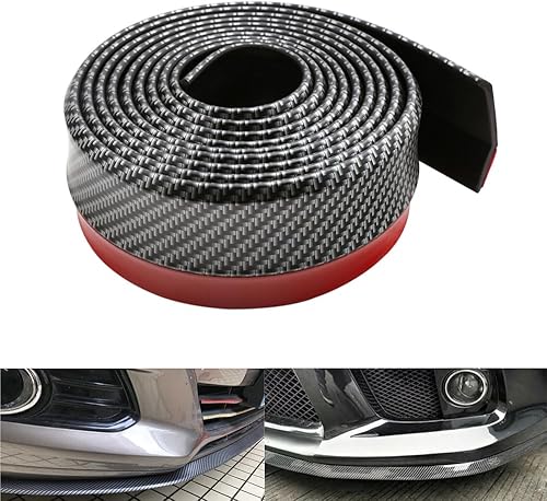Miniatura 9 de Alerón universal para parachoques delantero de coche, adhesivo de goma, protector de falda de labio, 8.2 ft8.2 pies (fibra de carbono)