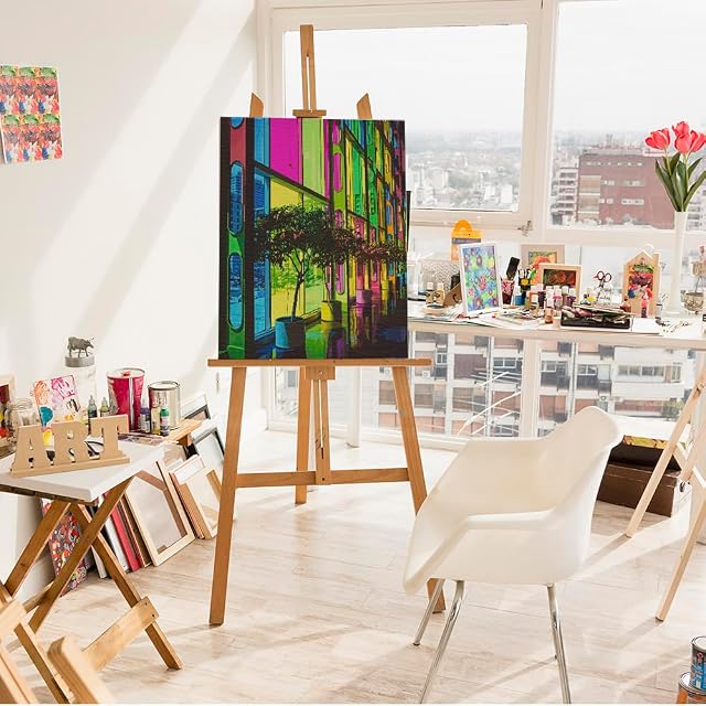 Foto 5 de 8 de ARTNAPI Pintura por números para adultos con marco, pintada a mano, reflejo del arco iris de la ciudad