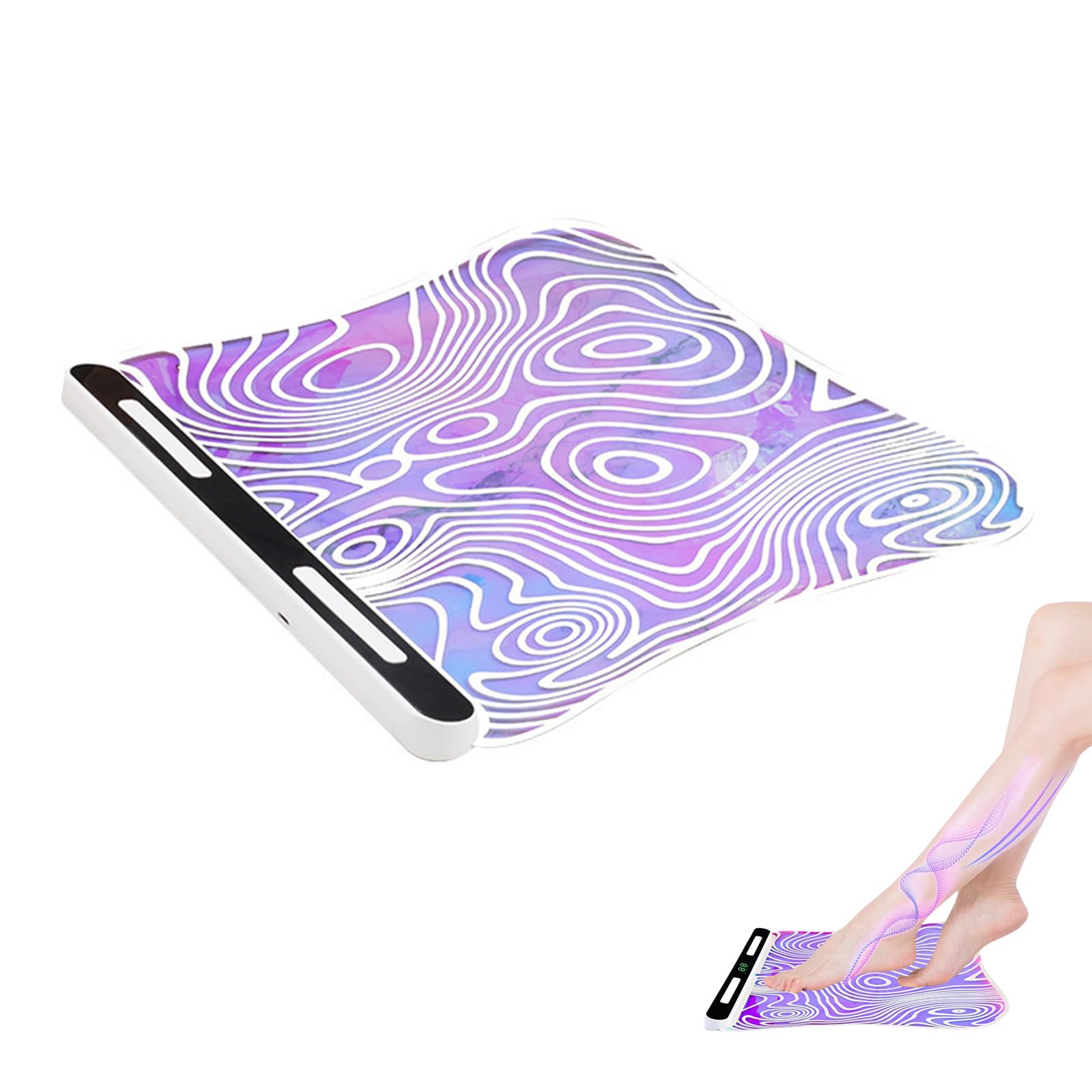 Tapis de massage intelligent pour les pieds - Stimulateur de pieds EMS pour relaxation musculaire des pieds et du mollet, soulagement de la fatigue, tapis de massage des pieds avec 6 modes et 18