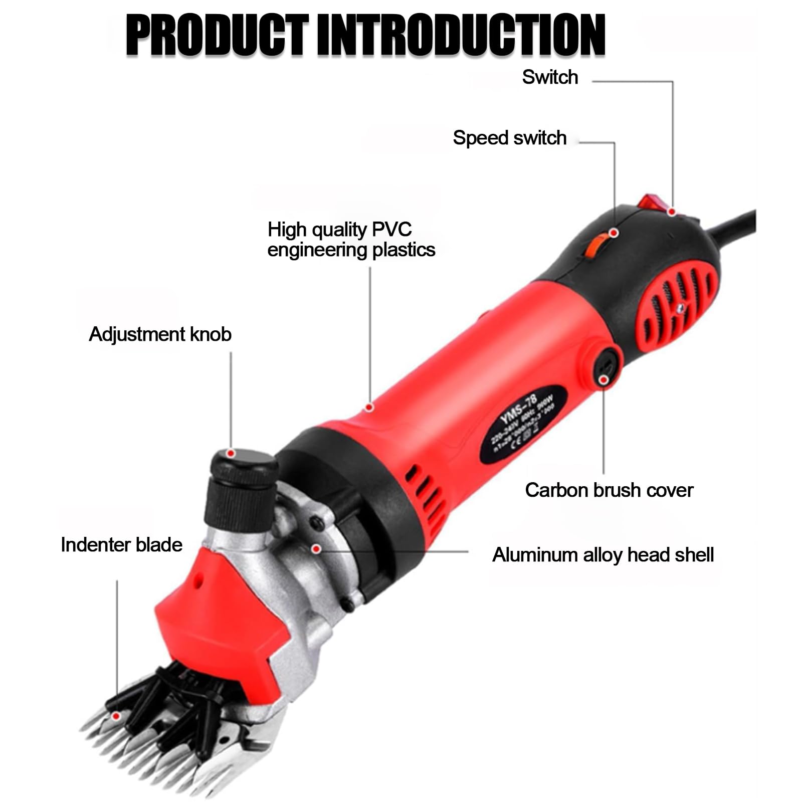 Tosatrice Elettrica Senza Fili Per Pecore, Tosatrice Professionale Per Lana 550w, 6 Velocità Regolabili, 2800r/min Tosatrice Elettrica Per Capre, Alpaca, Bovini E Bestiame yellow