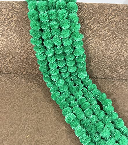 Image of SPHINX Artificial Marigold Fluffy Flower Garland (Green, 5 Pieces)