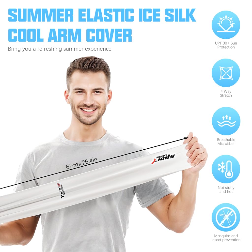 PALAY 2 Pairs Sun Protection Gloves, Ice Silk Arm Sleeves for Driving 1
