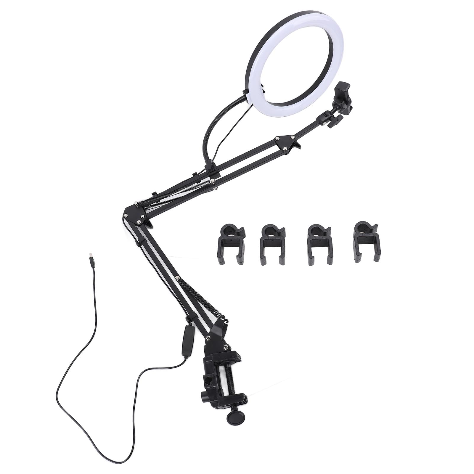 Lampa pierścieniowa 26 cm nad głową uchwyt na telefon 5 cm maksymalna grubość zacisku lampa pierścieniowa na biurko z zaciskiem do makijażu piękna gotowania wideo na żywo