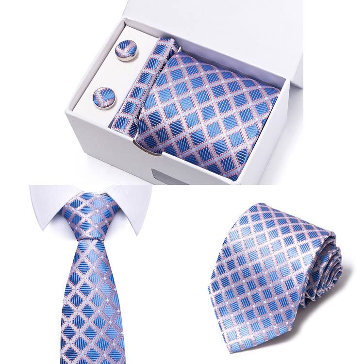 Set de corbata formal con pañuelo y gemelos de seda miniatura 3