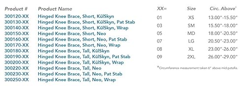 Miniatura 5 de United Ortho 300290-10 Rodillera corta de neopreno envolvente con bisagras, talla XXXL