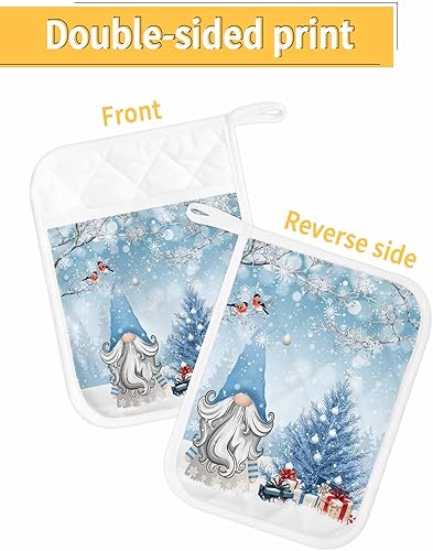 Miniatura 16 de Juego de 4 agarraderas de tela de rizo antideslizantes y aislantes de calor con bolsillo, guantes gruesos para horno, posavasos para hornear