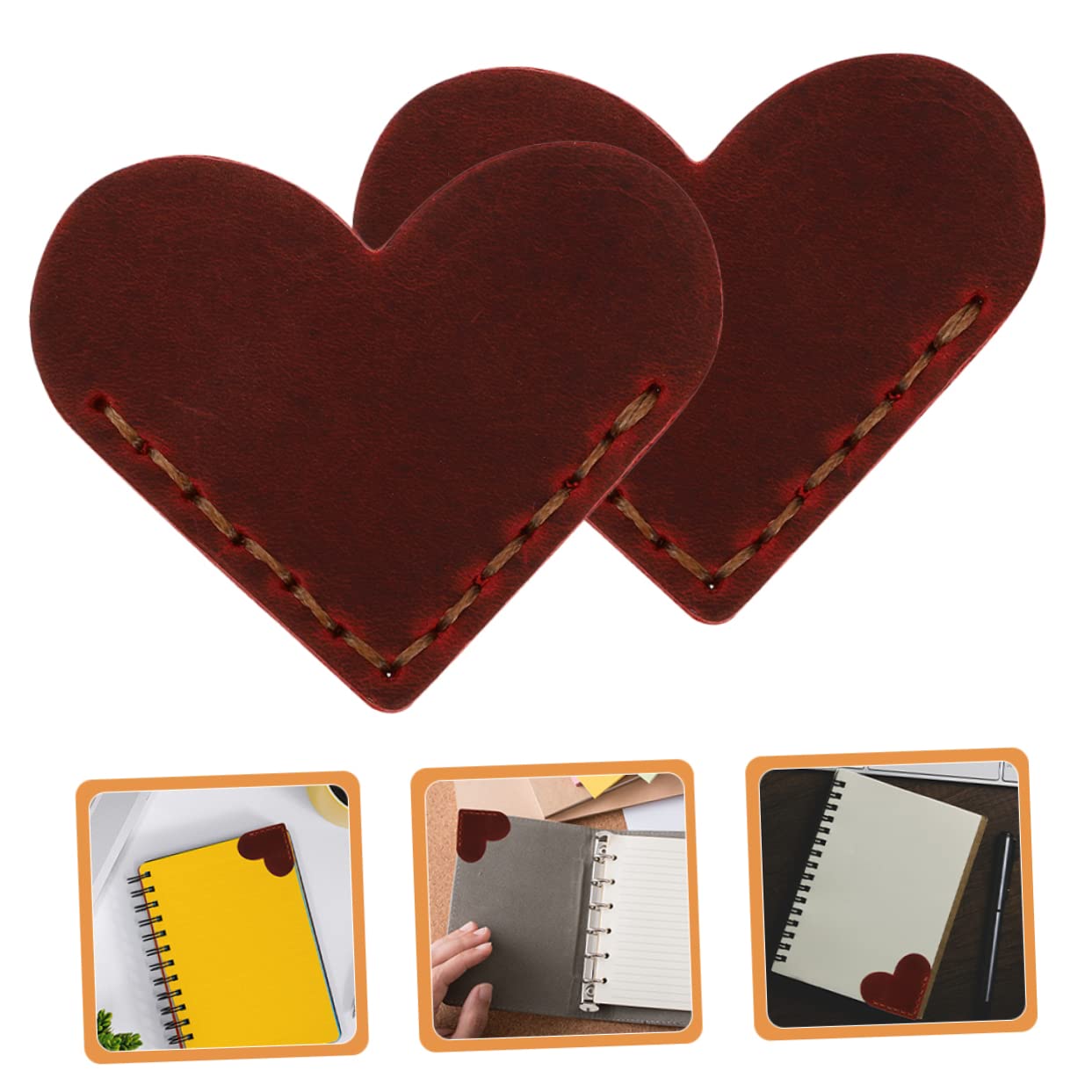 Operitacx 10 Pièces Marque-page Coeur En Cuir Signets En Cuir Housse De Protection Coin Livre Marque-page En Signets Mignons Livre Personnalisé Étiquette Peau De Vache Fait Main