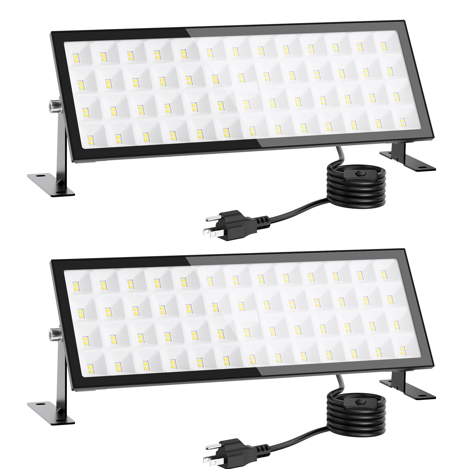 2-Pack 140W 18,000lm IP66 Waterproof Led Shop Light, 4.9ft Cord & On/Off Switch