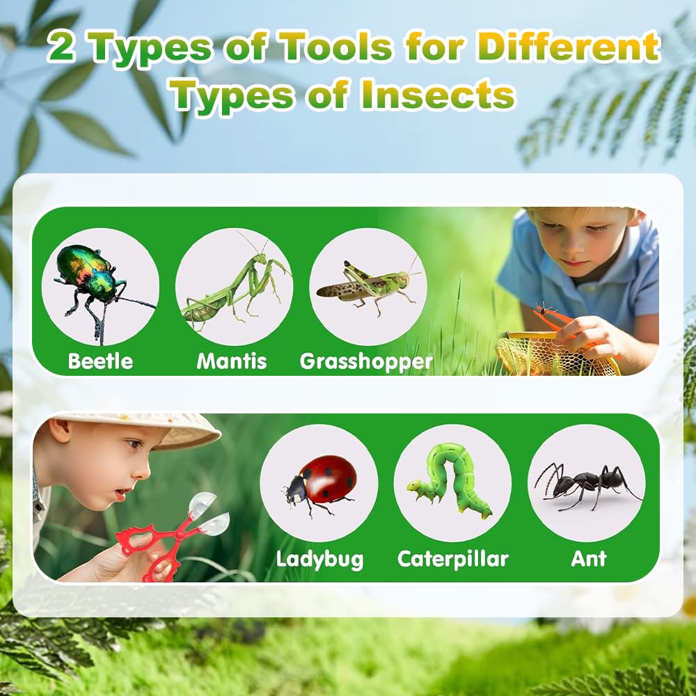 4 Stück Becherlupen für Kinder Becherlupe Lupenglas für Kinder Set Insekten Viewer für 3-Fach/6-Fach Lupenbecher Set Insektenfänger mit Pinzette Kleinkindspielzeug für Outdoor Natur Erkundung