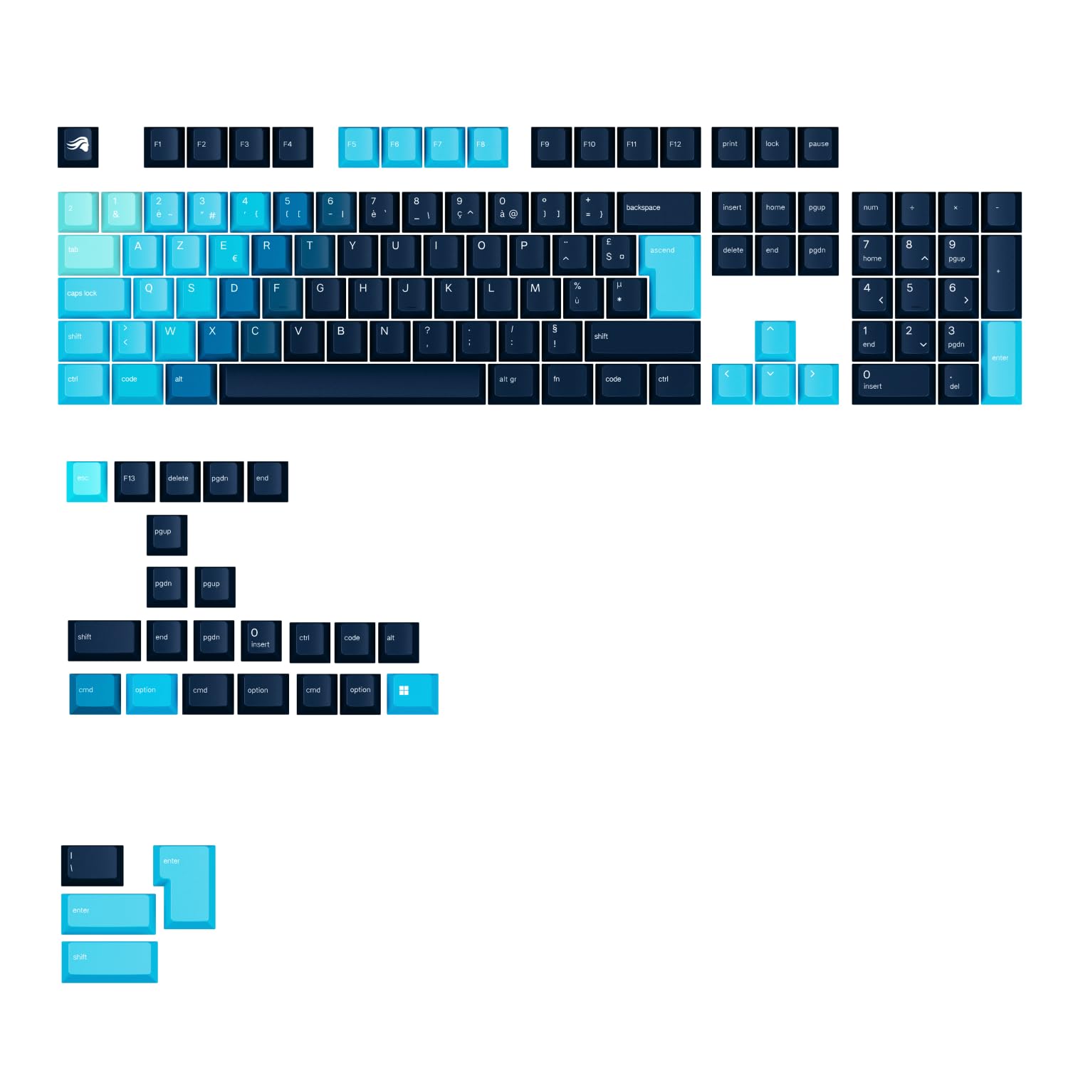 GLORIOUS GPBT Nakładki AZERTY PBT Cherry (Celestial Ice)