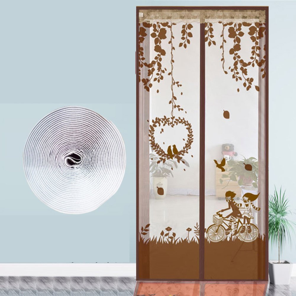 Screen door mesh mosquito-repellent,Full frame velcro muted magnetic screen door living room bedroom heavy duty mesh summer snap shut automatically screen door-G 85x210cm(33x83inch)