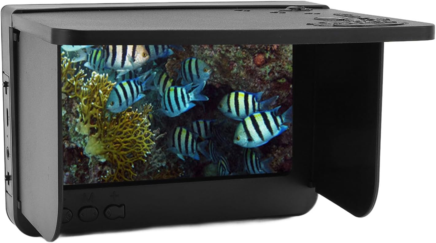 Fishing Camera Display Screen, 5.0 Inch 1500cd Large Screen Monitor for Underwater Fish Finder, 10 Hours Battery Life, 3.5MM Interface Video Display for Most Fishing Cameras