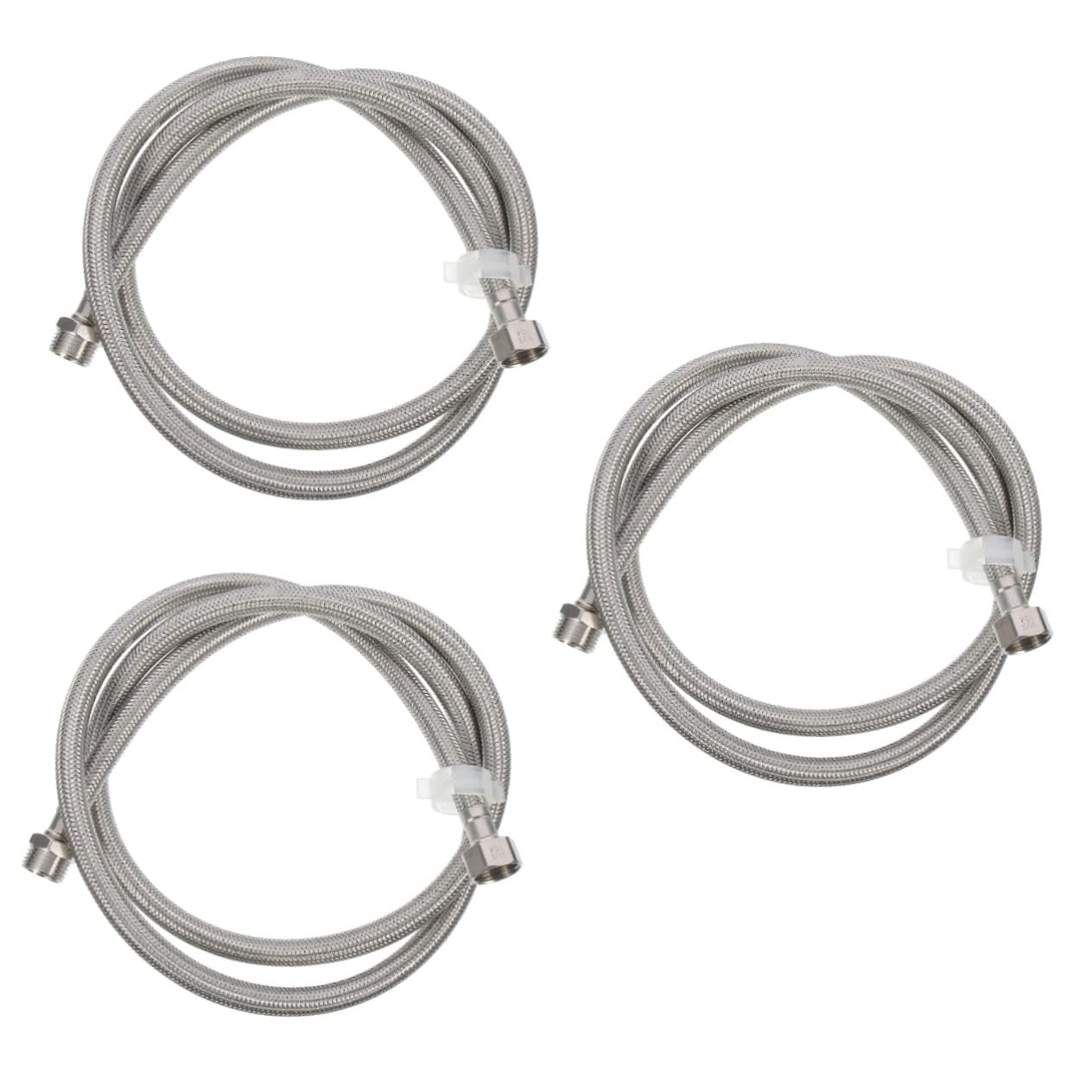 Angoily 3 Pièces Tuyau Extension pour Machine à Laver Acier Inoxydable Flexible Tressé Raccordement Pouce Intérieur et Extérieur Installation Facile et Durable