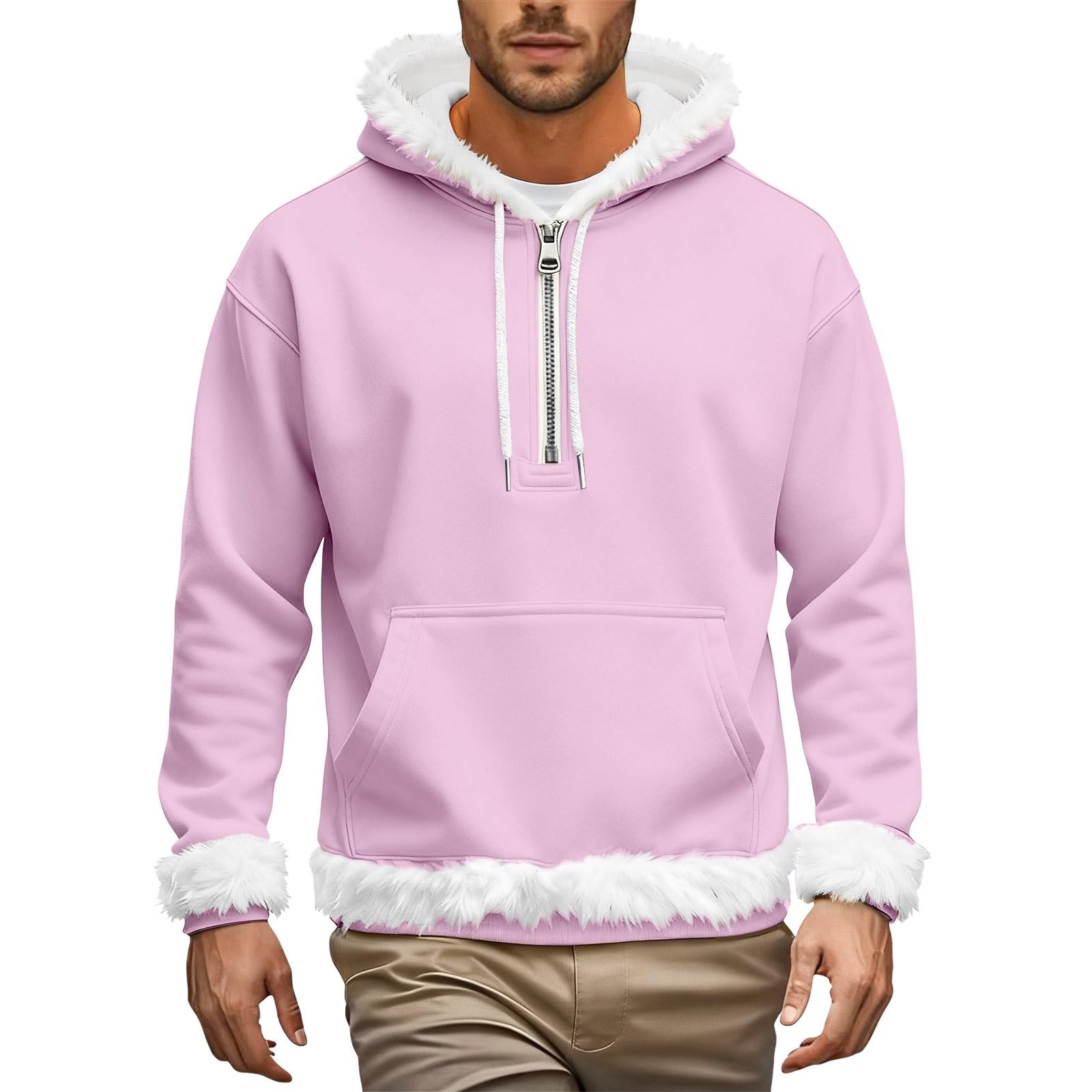 Ropa De Verano Hombre Sudadera con Capucha Y Media Cremallera Color Liso para Otoño E Invierno. Chaqueta Informal Bolsillos. Camisa Roja (Purple, XXL) Camisetas Sin Manga Camiseta