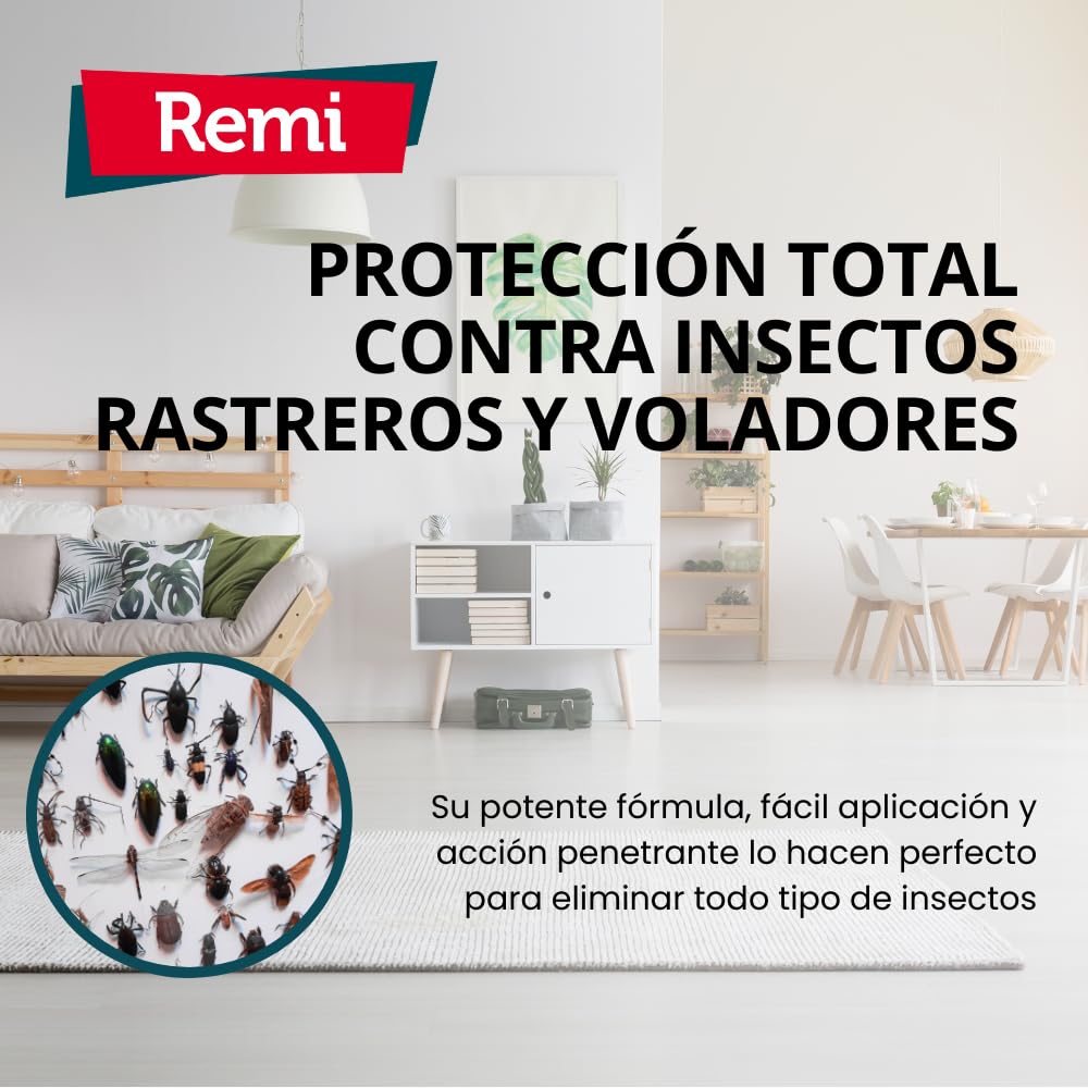 Remi Hogar Descarga Total Anti Chinches y pulgas | Bomba Humo Insecticida | Aerosol | Acción Choque Contra Plagas (150 ml) | Cucarachas, polillas e insectos voladores