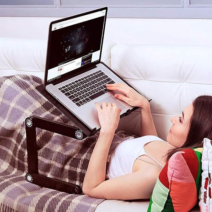 swimero,Laptop Stand with Side Mouse Pad and USB Cooling Fan, Aluminium Ergonomics Design Adjustable 360 Degree Multifunctional Lapdesk T8 Table... - Image 3