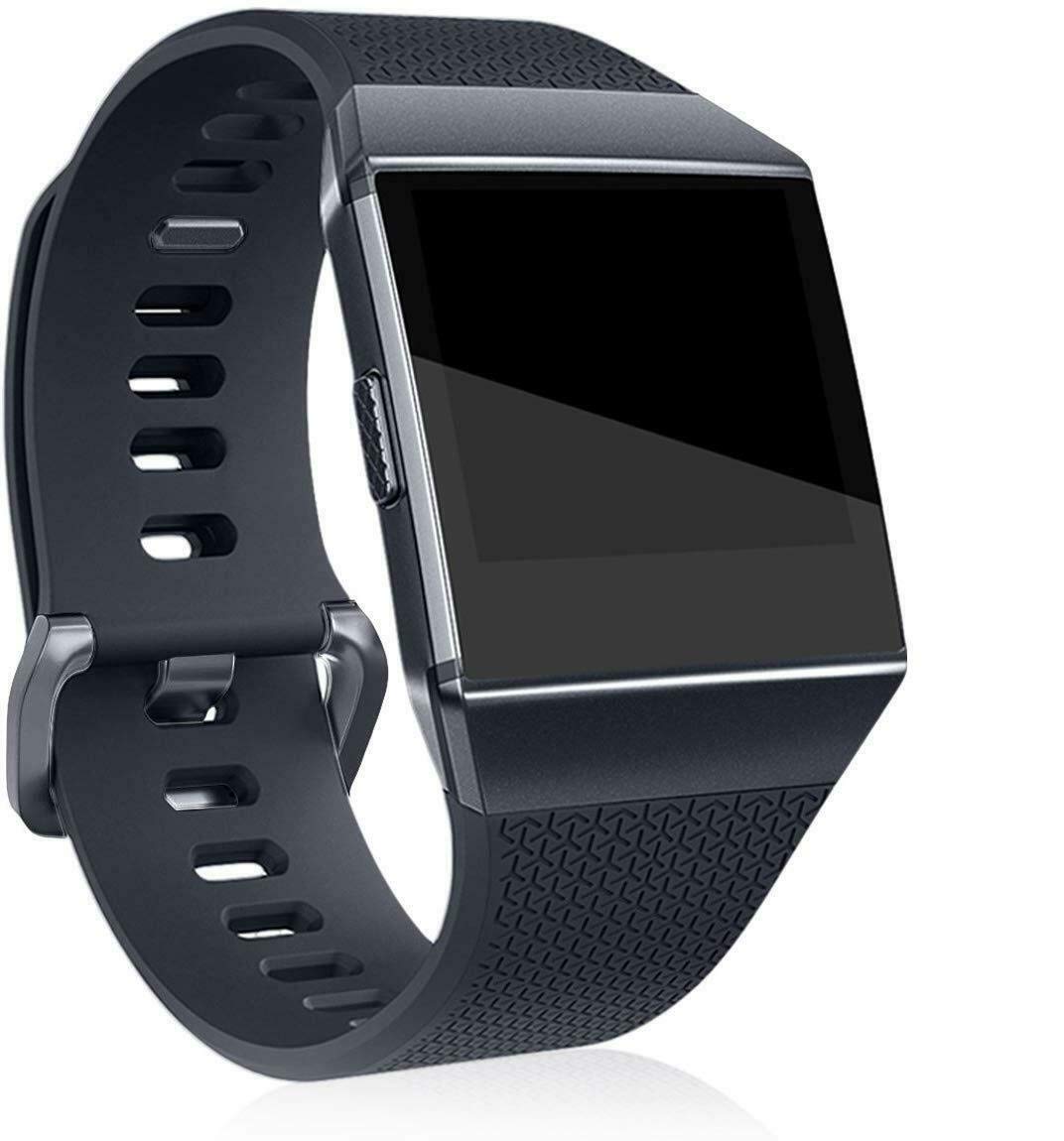 Sago Classic Strap Compatible with Fitbit Ionic – Small, 5.5–6.7 Inch, Silicone Sport Wristband Replacement with Metal Buckle, Secure Adjustable Waterproof Band for Women and Men, Black