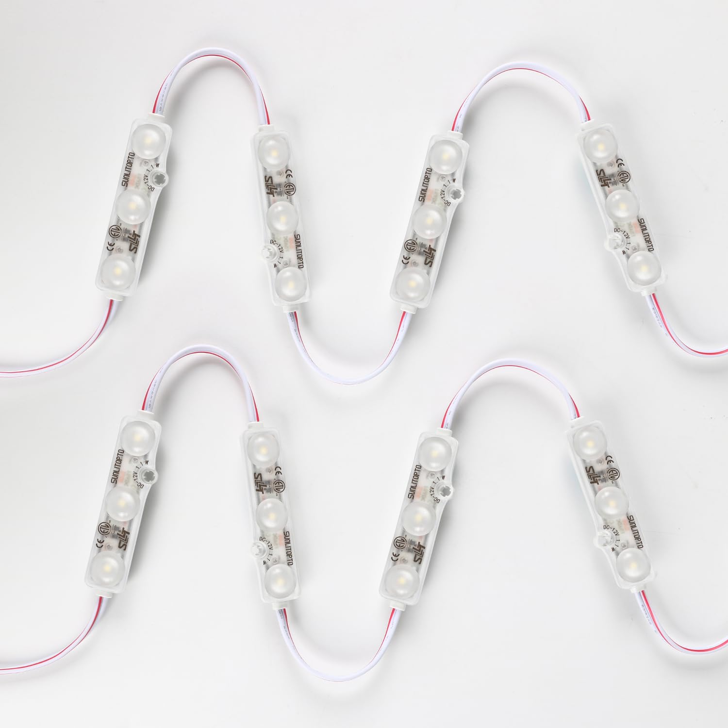 Lot de 100 modules LED blancs de 15,2 m 2835 SMD 150 lm par module LED étanche pour lettres, panneaux publicitaires avec ruban adhésif à l'arrière (blanc 10 000 K)