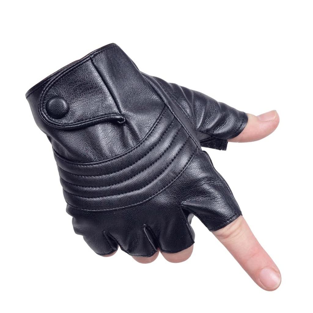 Guanti da Guida in Pelle da Uomo Spessi Guanti Mezze Dita Fitness Guanti da Ciclismo Fitness Allenamento Neri (Color : A, Size : One Size)