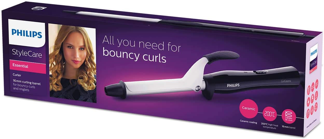 Philips Stylecare Essential Hair Curler. 16Mm Curling Barrel .Protective Ceramic Coating. Cool Tip. 3 Pin, Bhb862/03. 2 Years Warranty
