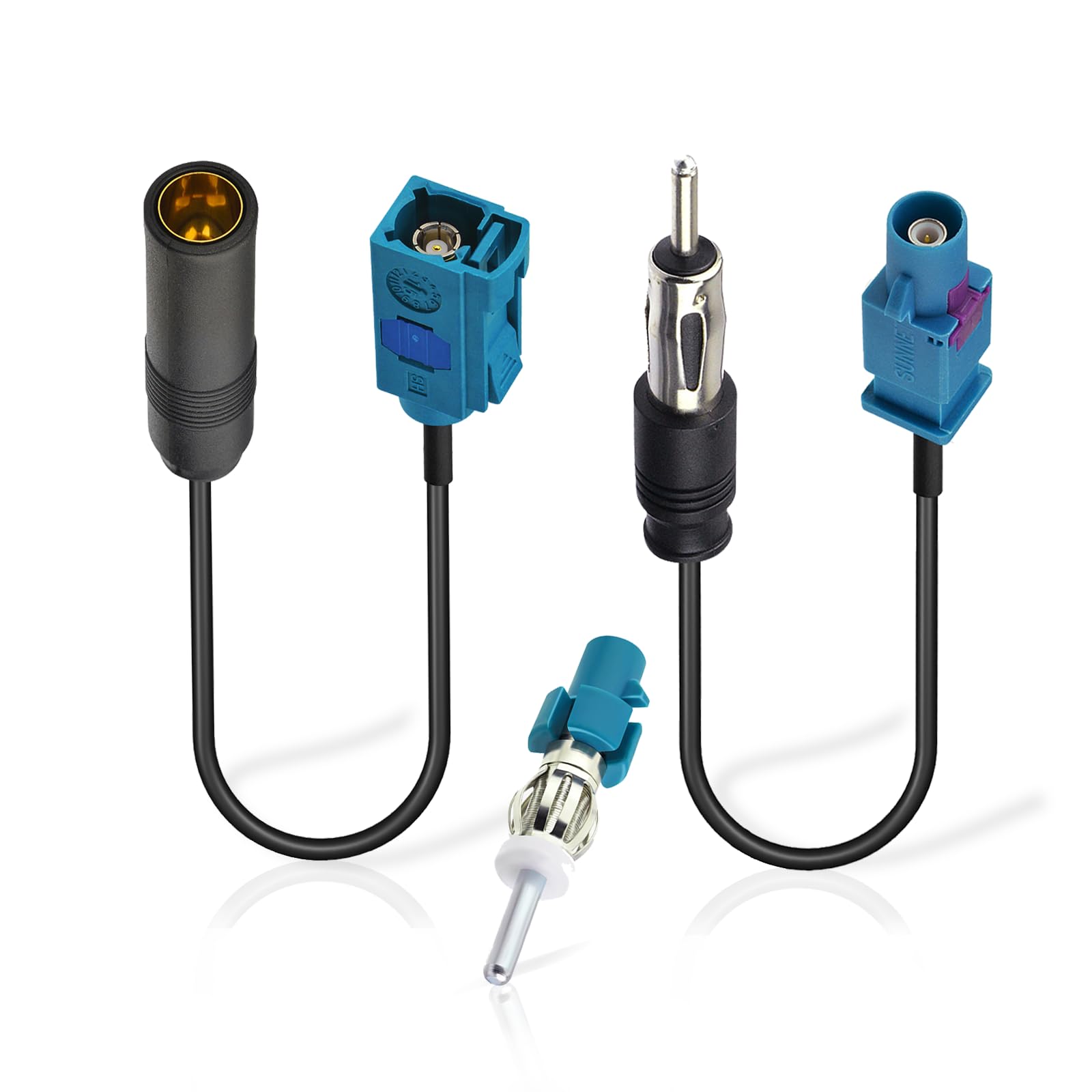 Bingfu Adattatore Antenna Autoradio Connettore Radio Auto Universali Cavo Prolunga da Maschio Fakra Z a Spinotto DIN (& Femmina a Presa) & Adattatore per Antenna DAB FM AM Stereo Radio HD Audio