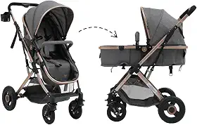 Carrinho Passeio Bebê Moisés Reversível Elysian Maxi Baby (Cinza)