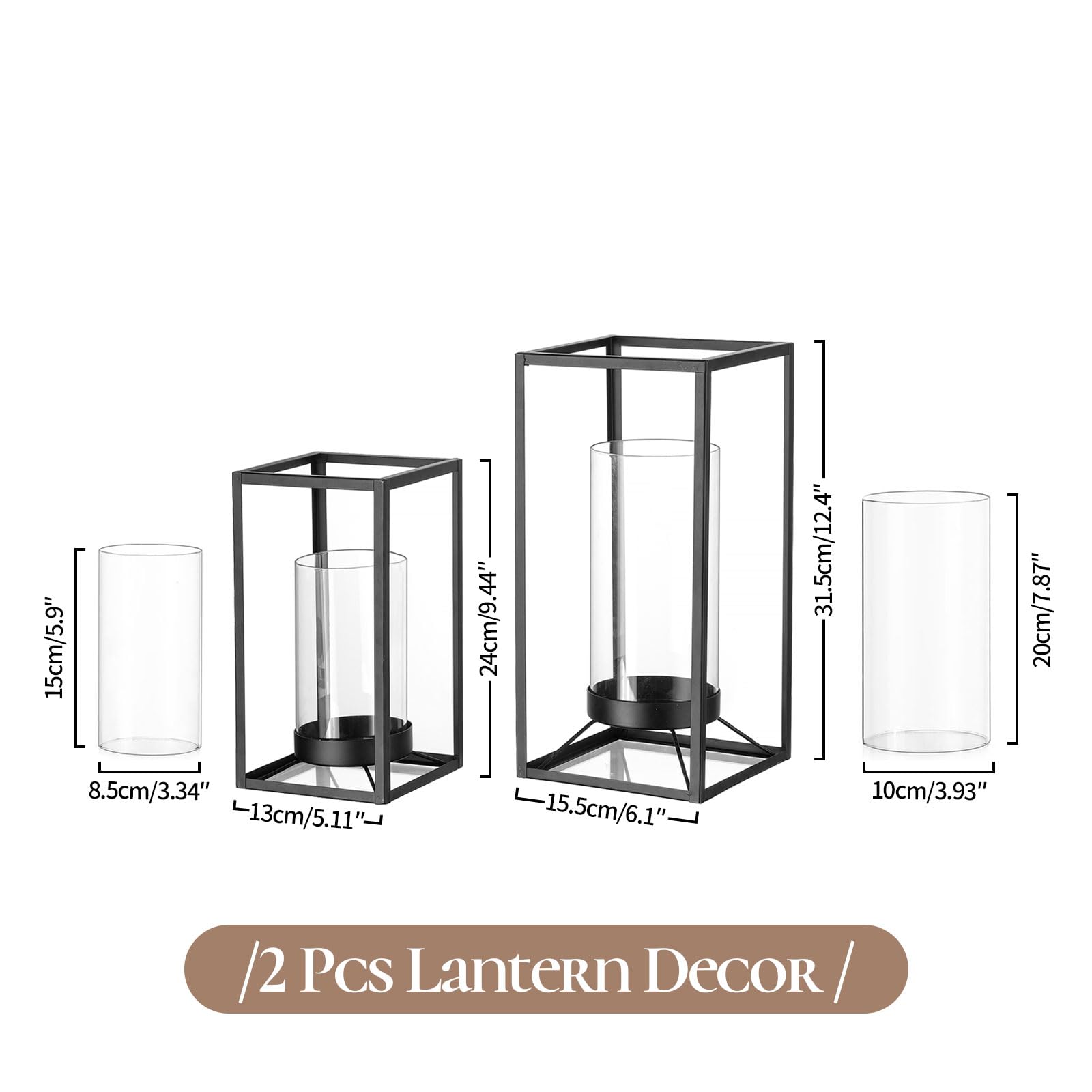 Staymoment Farmhouse Wood Candle Sconces Treo tường Trang trí đèn lồng màu đen t