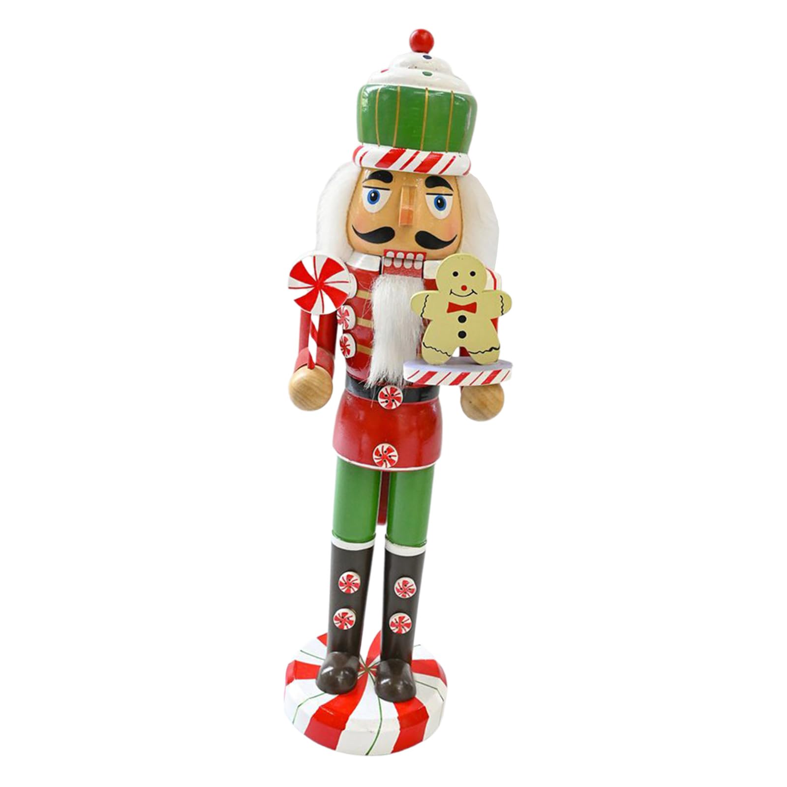 Hsioluted Festival Table Patriotic Ornament Christmas Wood Nutcrackers Soldier 38cm Tabletop Ornament Festival Decorations Collectible Soldier Figurine