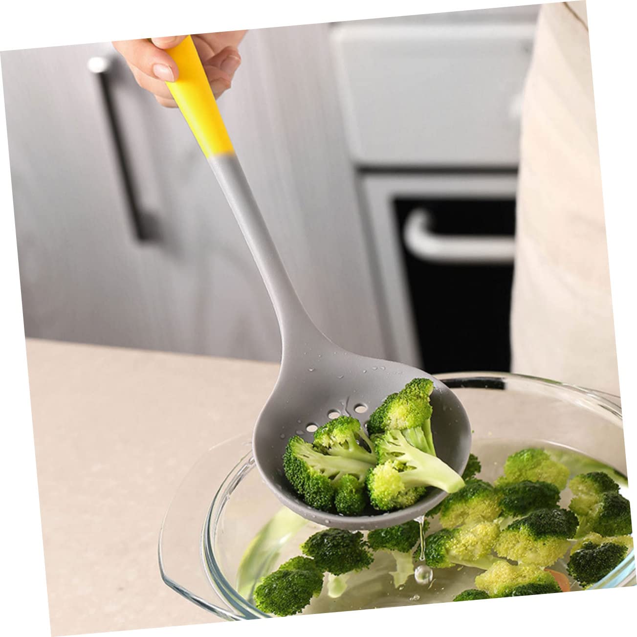 Ipetboom Utensili da Cucina in Silicone Utensili per Pentole Antiaderenti Spatola da Cucina Cucchiaio da Zuppa per Appendere Manico Termoisolante Facile da Usare