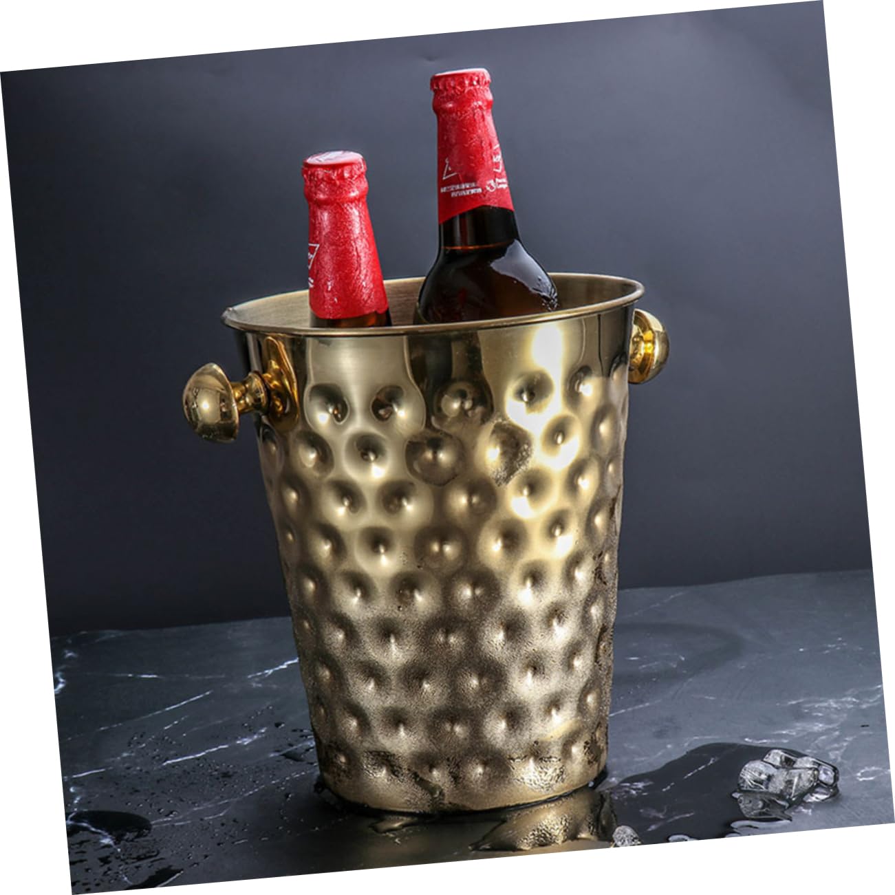 1 Pc cubeta de Hielo Golden Dorado Cubo de Botella de Vino Cubo de Hielo de Cerveza Cubo de Hielo para Bar contenedor de Hielo de Acero Inoxidable merienda envase Cubo de champán