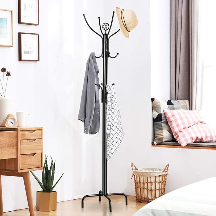 Buy COSTWAY Metal Coat Rack, 12 Hooks Freestanding Clothes Hat Hanger