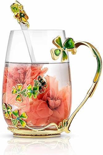 Miniatura 53 de Luka Tech Tazas de café esmaltadas de vidrio sin plomo, con cuchara de acero, regalos personalizados para mujeres, esposa, mamá, niña, profesora