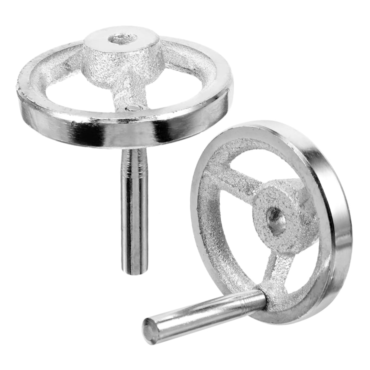 FUNOMOCYA 2pcs Hand Wheel Hand Crank Revolving Wheel Handwheel for Milling Machine Handle for Lathe Handle for Crank Lathe Handwheel Revolving Knob Handle Crank Handle Carbon Steel Silver