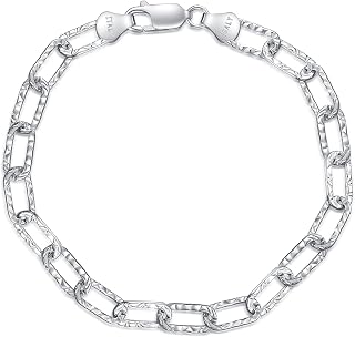 Italian 5.2mm Paperclip Link Chain Bracelet 925 Sterling Silver 6.5/7/7.5/8 Inch Chain Adjustable Bracelet for Women Men