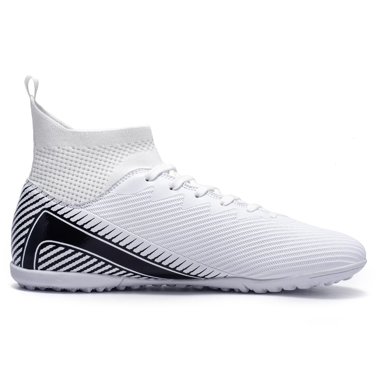 Stylowe buty piłkarskie wysokie cholewki, elastyczny kołnierz, siateczka, sznurówki, FG TF Trawa, trening, mecz, trawa, boisko, unisex, rozmiary 38-45, Biała, 45 EU