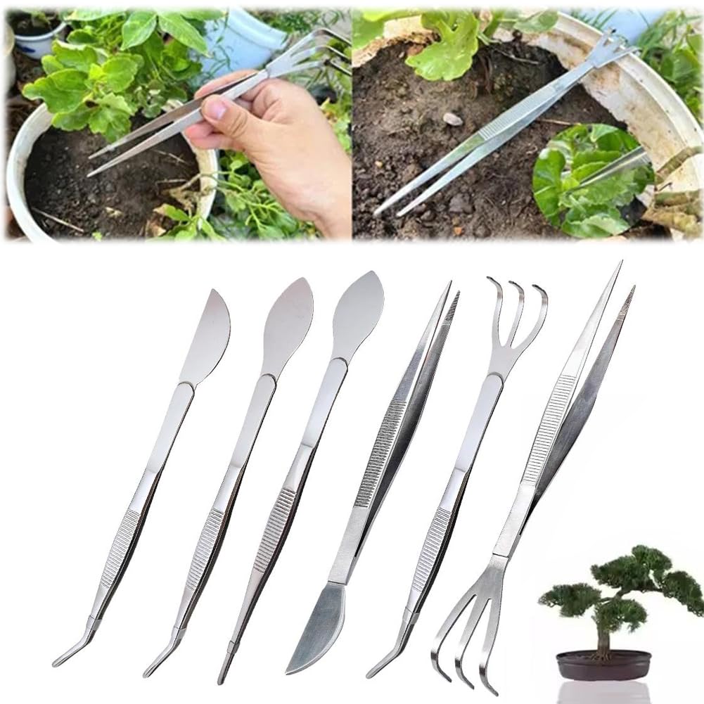 ZXCVWWE Pince à épiler 2 en 1 pour plantes d'aquarium, mini râteau pour plantes succulentes, mini outils de jardin, outil multifonction pour pot à plantes, bonsaï, outil de culture du sol pour plantes