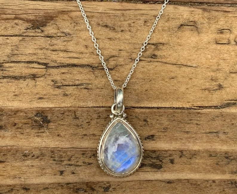 Colgante de piedra lunar para nuevos comienzos con cadena de plata de ley de 45cm 4