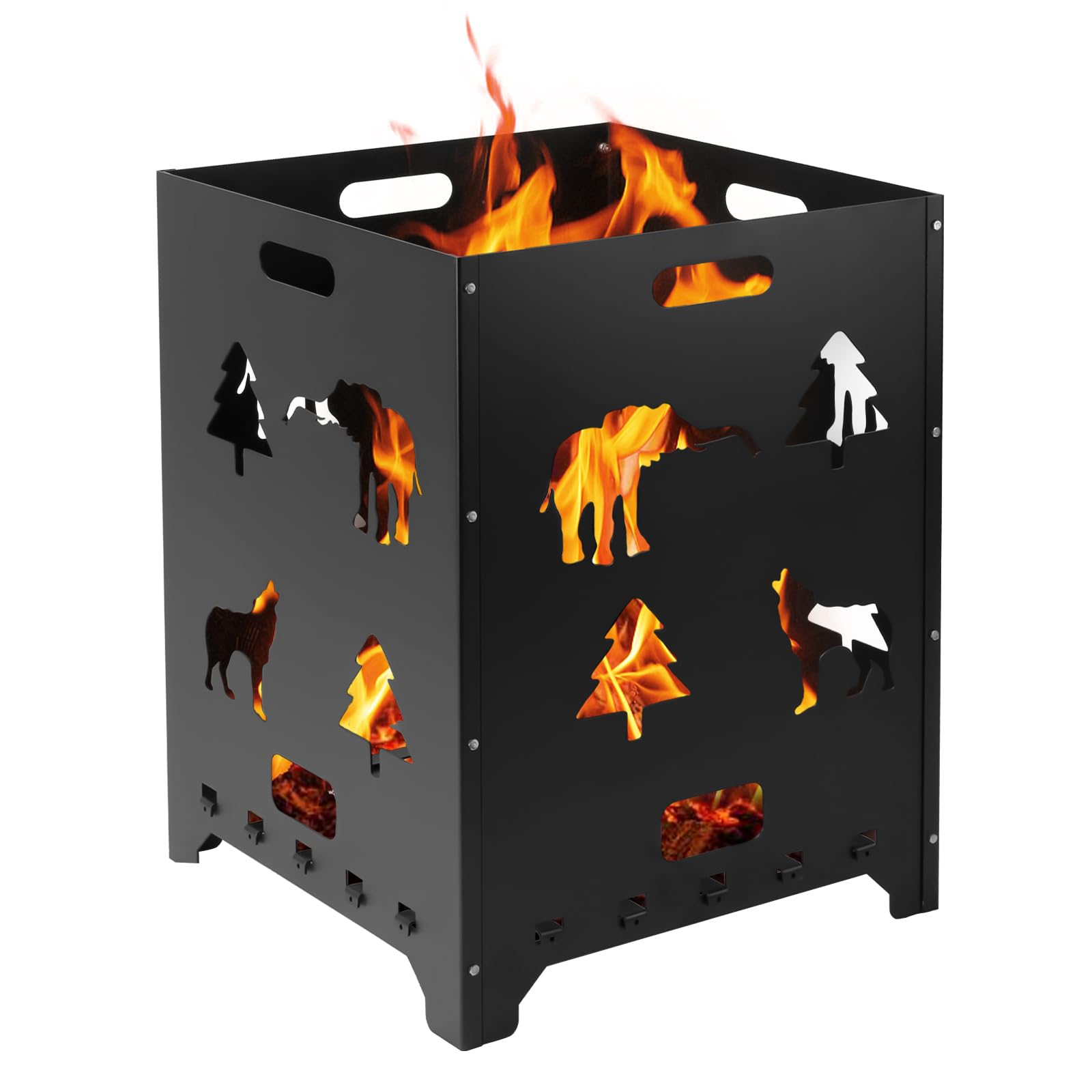 FORJAMINT Burn Barrel, Burn Barrels for Outside for Burning Trash 27 inch 52 Gallon Burn Cage Carbon Steel Incinerator with Handle for Waste, Paper,