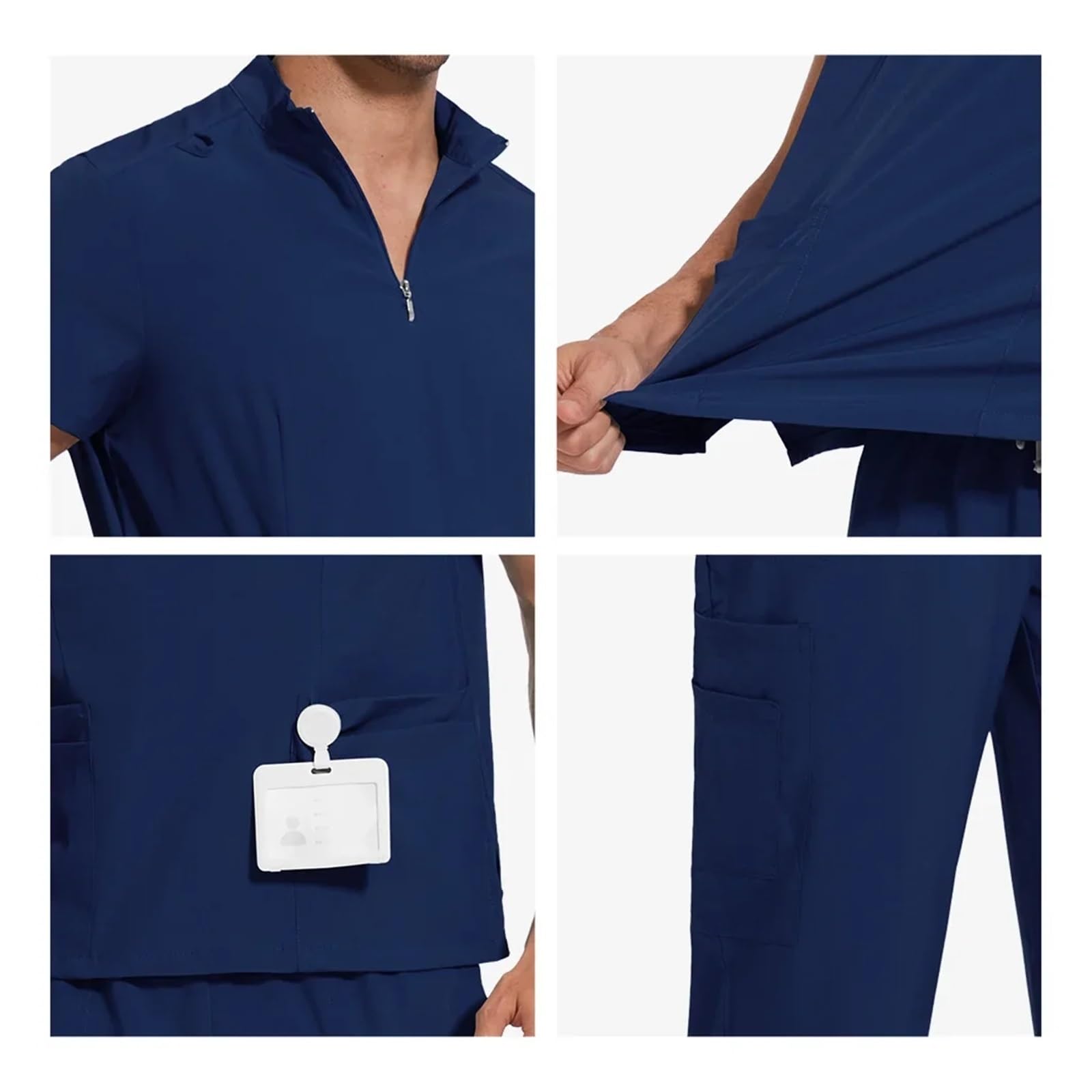 Casacca Sanitaria Donna Uniformi mediche Set di Scrub ospedalieri Accessori for Infermieri Camici Chirurgici Unisex Top Pantaloni Clinica odontoiatrica Spa | Black,M