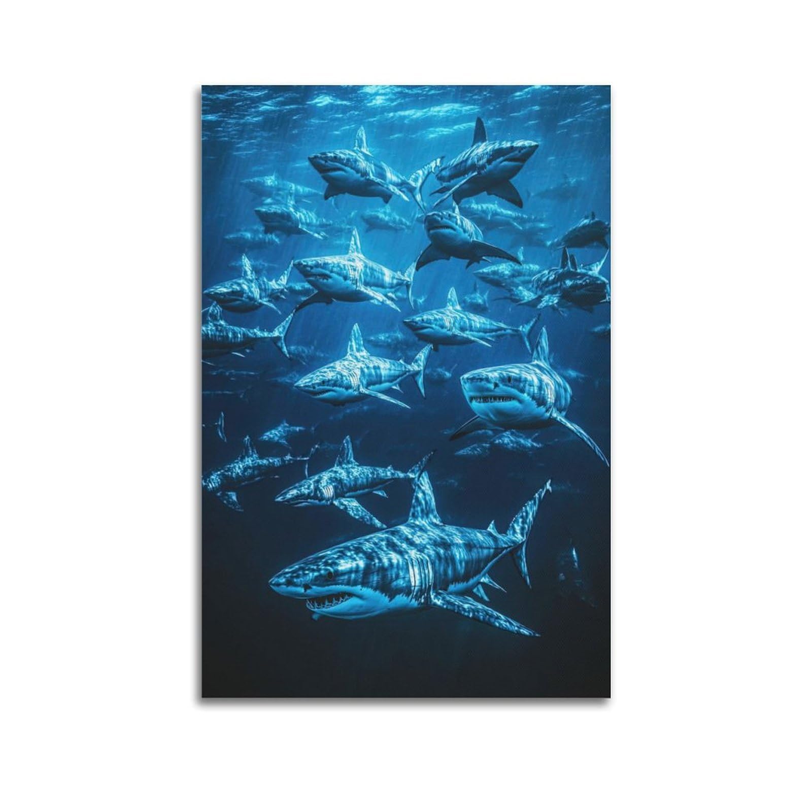 CXHJCA Animal Poster Attack of The Sharks Poster Decorative Painting Canvas Wall Posters And Art Picture Print Modern Family Bedroom Decor Posters 24x36inch(60x90cm)