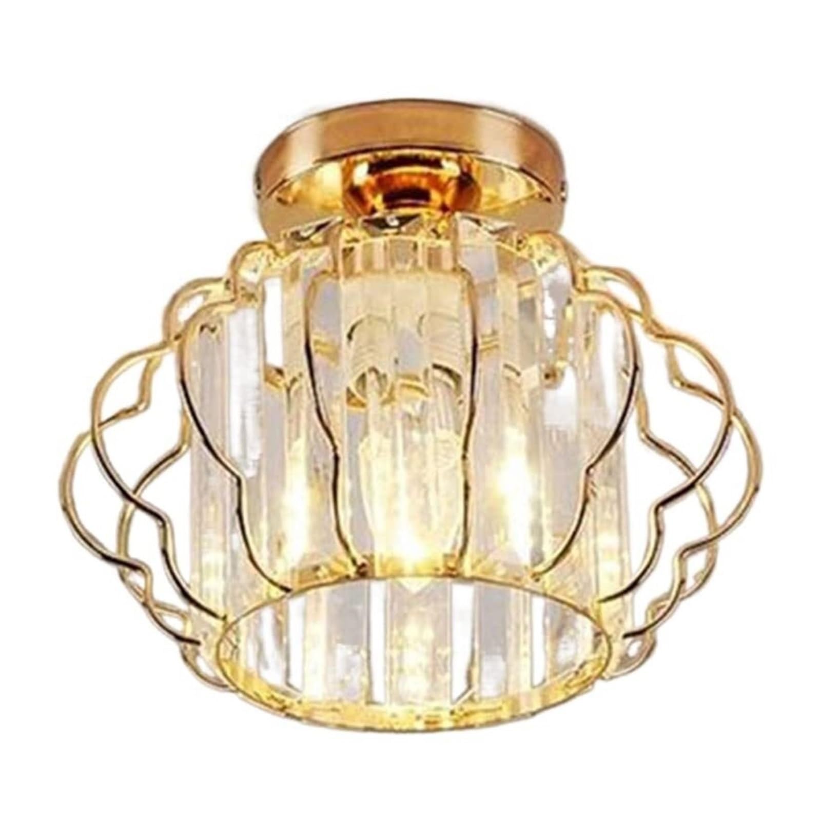 DUddTTW Metal Ceiling Light Fixture E27 Semi Flush Mount Lighting Close to Ceiling Light Crystal Chandelier Modern Ceiling Lamp Hallway(Gold)