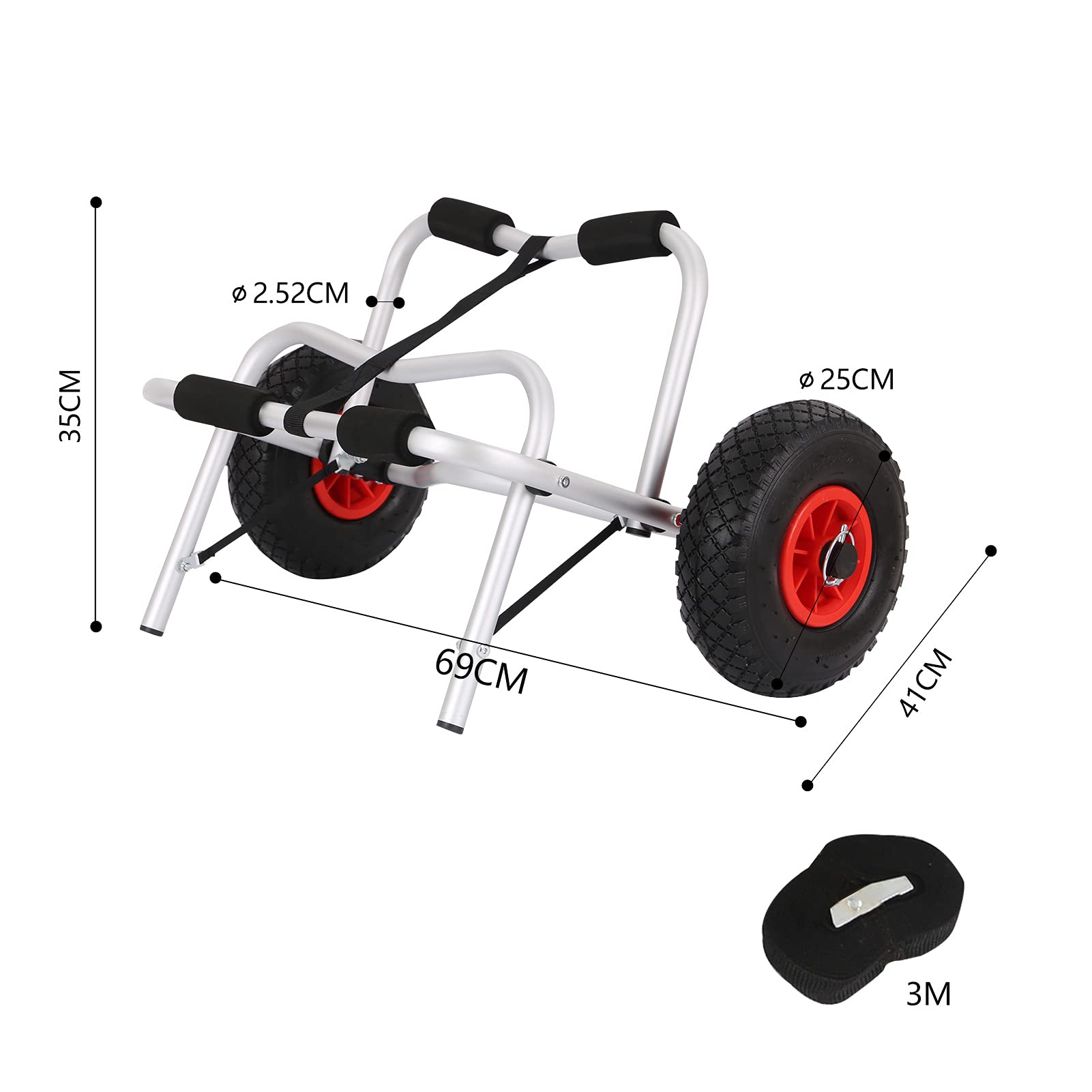 Carrello per kayak, leggero, universale, pieghevole, per il trasporto di kayak, carrello portatile per canoa, carrello per canoa, trasporto paddle e altro ancora