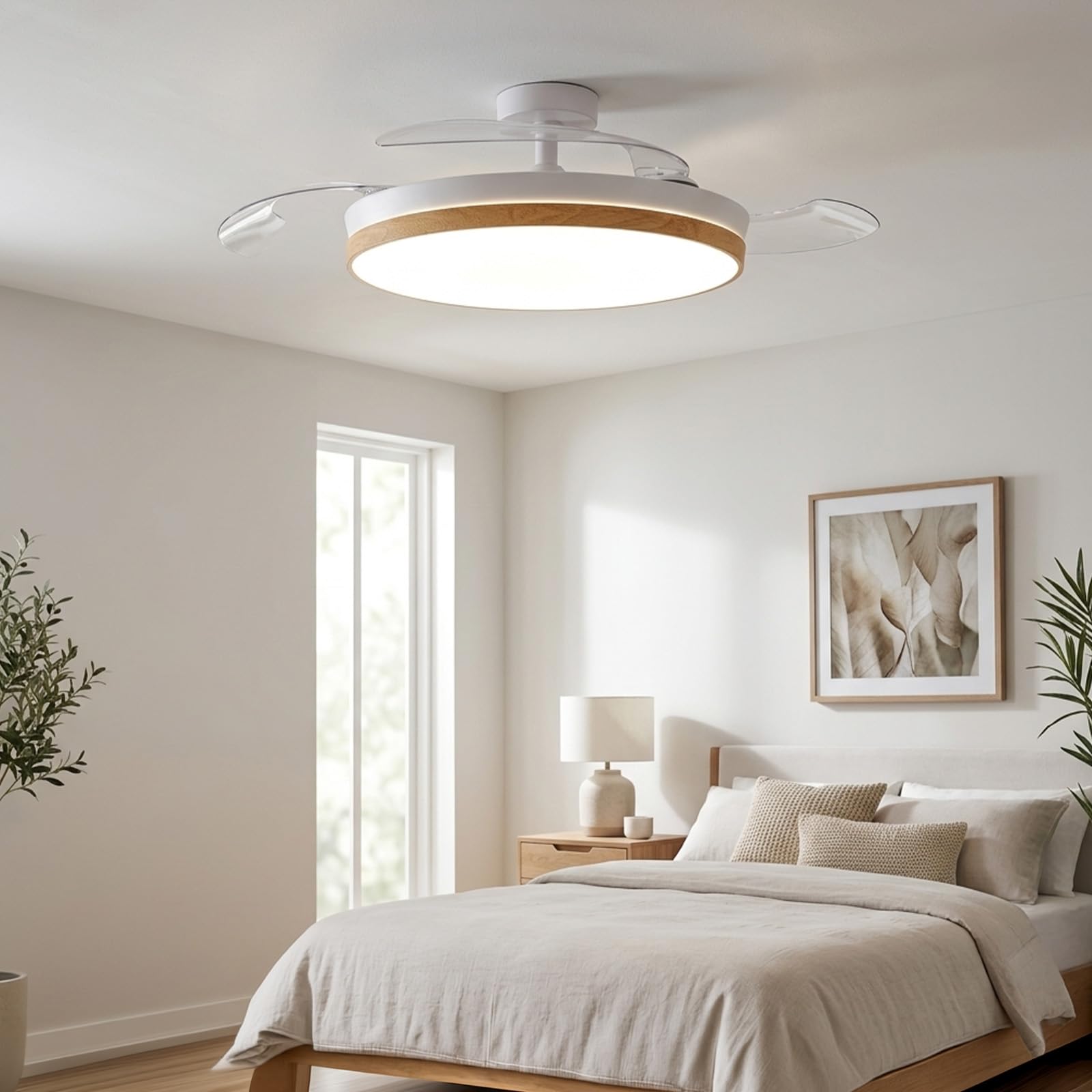CONCEPT NATURE Ventilador de Techo con luz, Madera | Luz LED regulable, 3 tonos de luz, Motor DC, 6 velocidades, Mando a distancia, Temporizador 2H, Modo verano/invierno