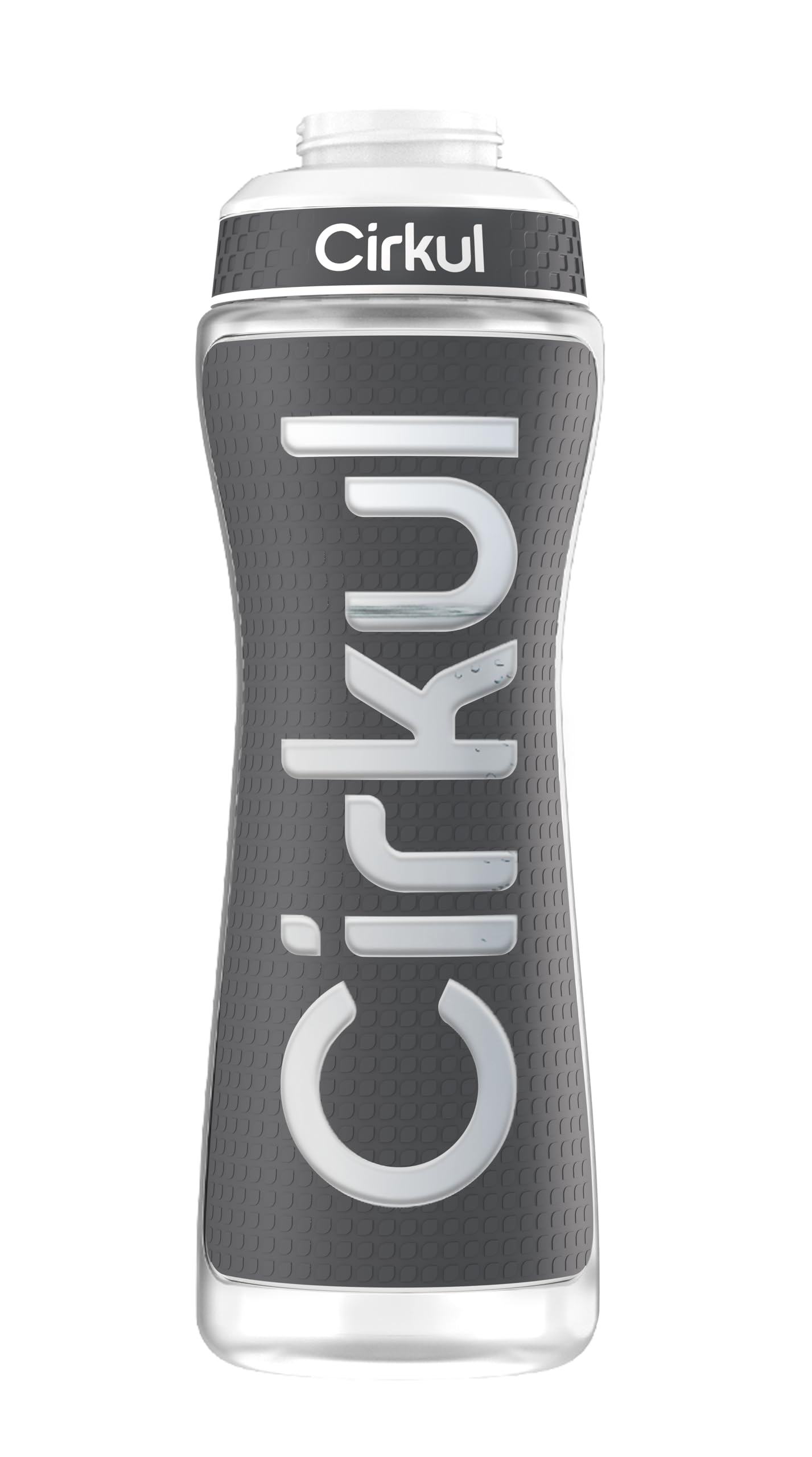 Cirkul 22oz. Gray Plastic Grip Squeeze Water Bottle & Sport Lid, BPA-Free, Non-Slip Design for Gym, Biking & Sports