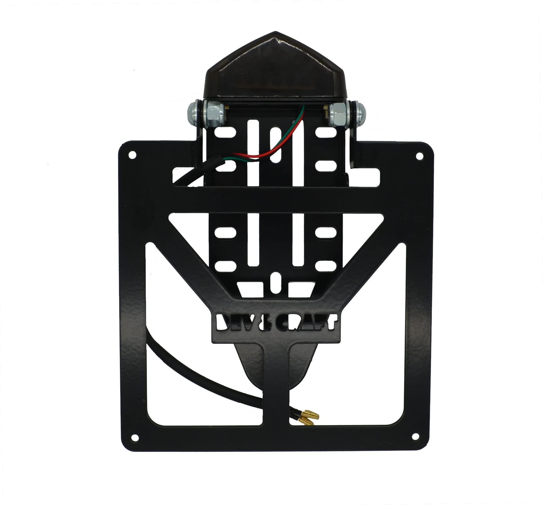 Portatarga Pieghevole Universale per Codino Stretto NERO CC 125 300 450 Motard Enduro Moto Con Faretto Nero