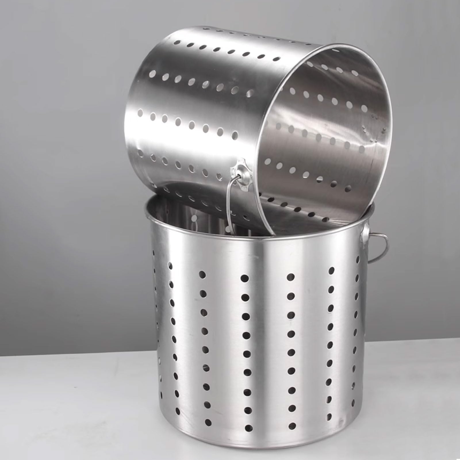 Cestello per cottura a vapore in acciaio inox a prova di perdite, con manico, per casa, ristorante, cucina, 45 cm x 45 cm