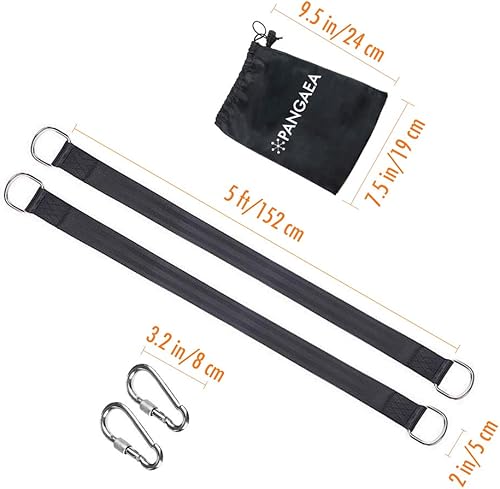 Miniatura 4 de PANGAEA Kit de correas colgantes para columpio de árbol, 5 pies10 pies20 pies30 pies, resistente soporta 2200 libras extra largas, con mosquetones